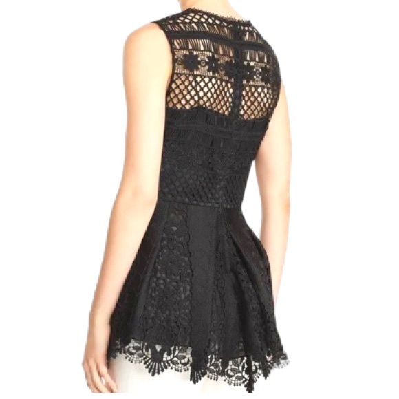 Elie Tahari Alessandra Black Lace Top Size 4 - Picture 3 of 14